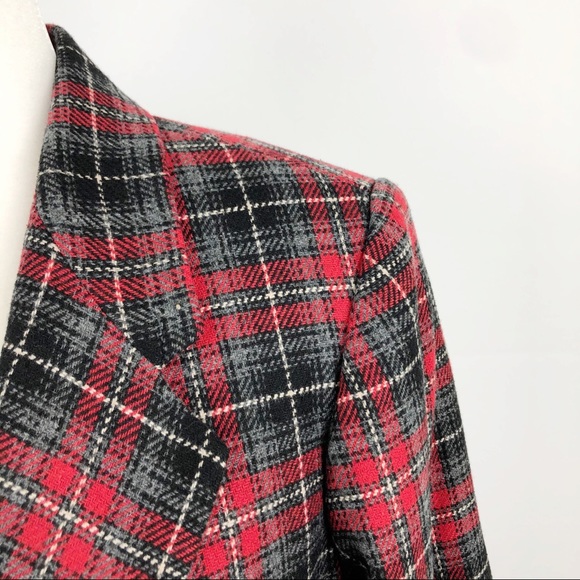 VTG Plaid Womens Wool Blazer Jacket One Button 10 - Picture 10 of 16